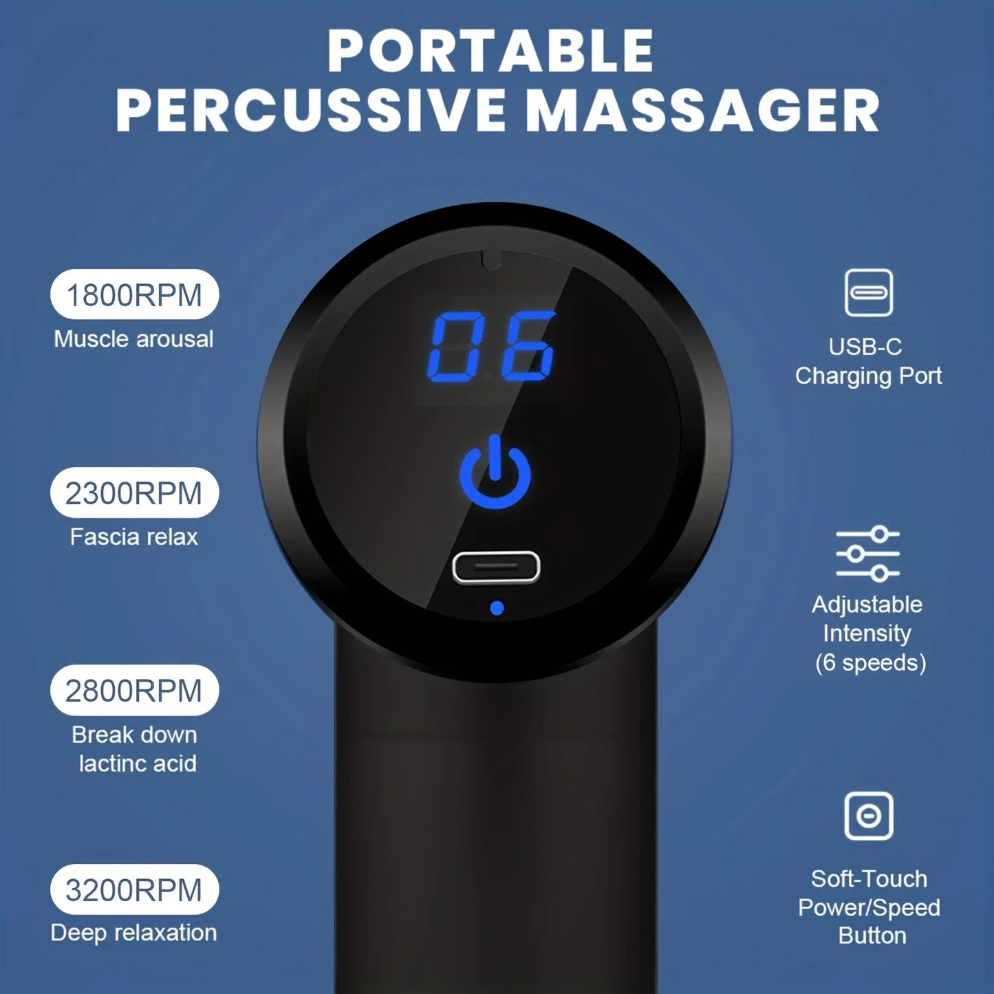 Mini Muscle Massage Gun Protable Body Massager Deep Handheld Percussion Massager For Body Back And Neck Leg