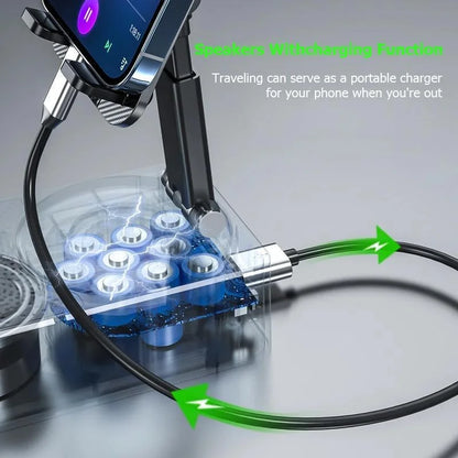 Wireless Audio Bluetooth Speaker withPower Bank, 5 in 1 Emergency Charging LEDPhone Holder Festival Gifts for Friend Family