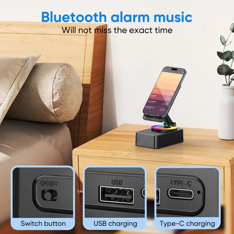 Wireless Audio Bluetooth Speaker withPower Bank, 5 in 1 Emergency Charging LEDPhone Holder Festival Gifts for Friend Family