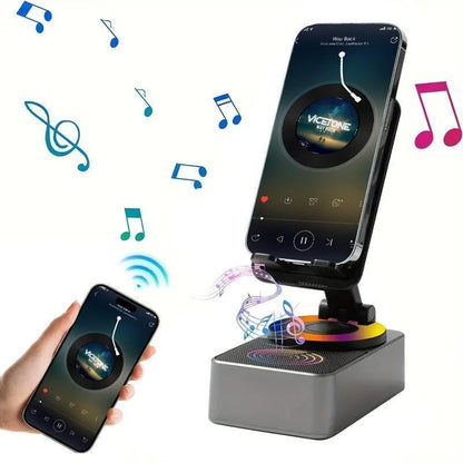 Wireless Audio Bluetooth Speaker withPower Bank, 5 in 1 Emergency Charging LEDPhone Holder Festival Gifts for Friend Family